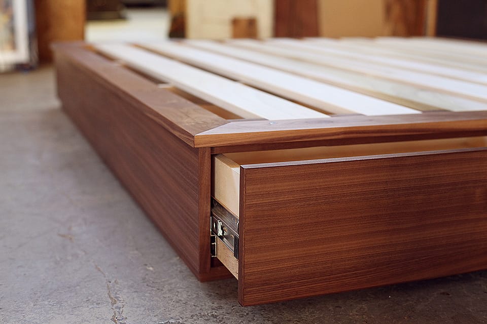 Walnut Bed With Drawers Offerman Wood, Walnut Bed Frame With Storage