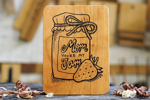 wooden mothers day card