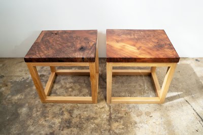 Claro Walnut and Oak Stools